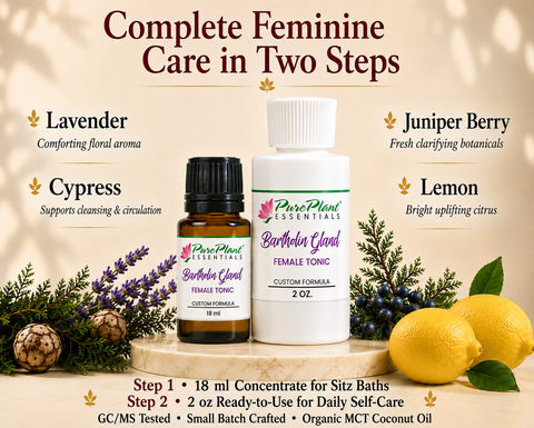 Bartholin Gland Female Tonic Bundle – Pure Essential Oil for Feminine Comfort -- (18ml + 2oz Ready-to-Use-Dilution)