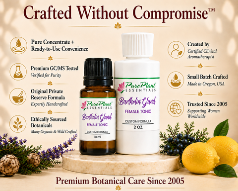 Bartholin Gland Female Tonic Bundle – Pure Essential Oil for Feminine Comfort -- (18ml + 2oz Ready-to-Use-Dilution)