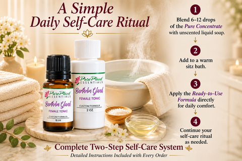 Bartholin Gland Female Tonic Bundle – Pure Essential Oil for Feminine Comfort -- (18ml + 2oz Ready-to-Use-Dilution)