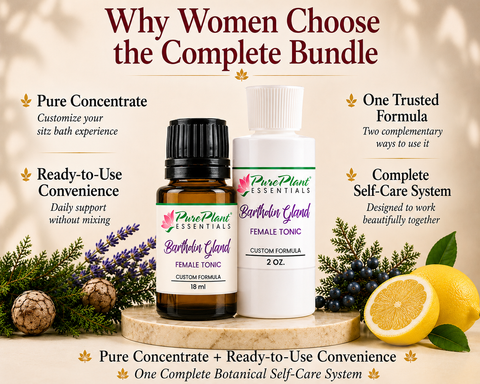 Bartholin Gland Female Tonic Bundle – Pure Essential Oil for Feminine Comfort -- (18ml + 2oz Ready-to-Use-Dilution)